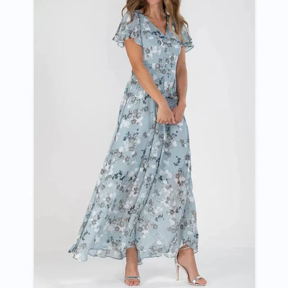 Arisa - Geblümtes Maxikleid mit kurzen Ärmeln