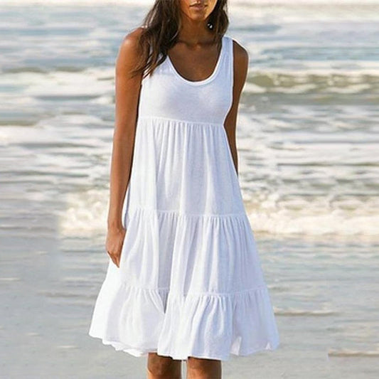 Ärmelloses Strandkleid mit Rundhalsausschnitt