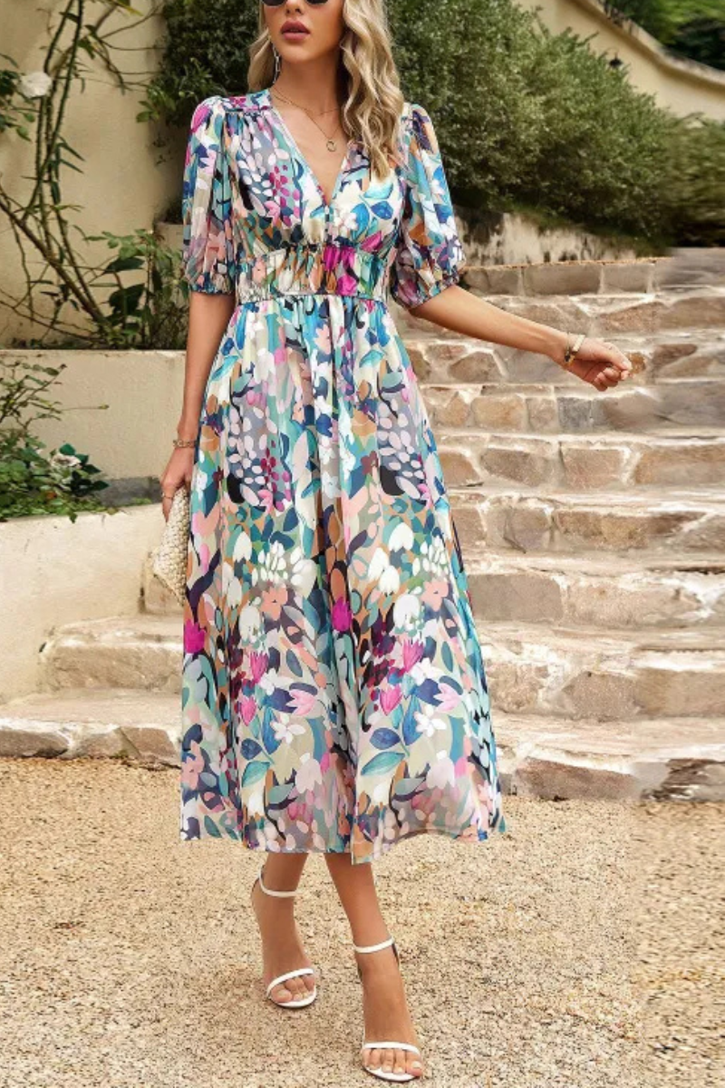 Auria | Sommer Temperament V-Ausschnitt Kleid