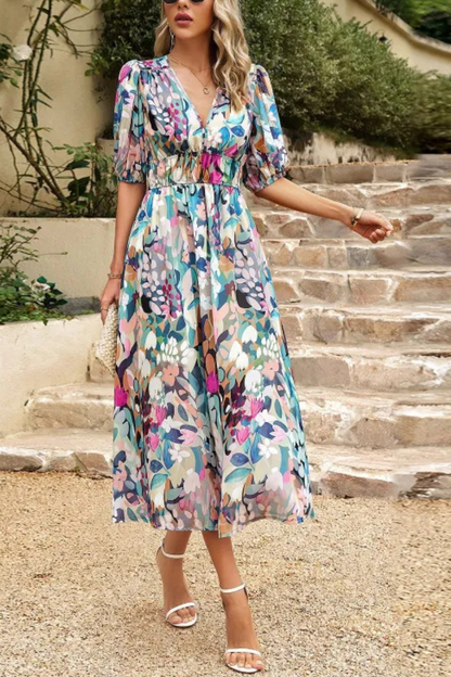 Auria | Sommer Temperament V-Ausschnitt Kleid