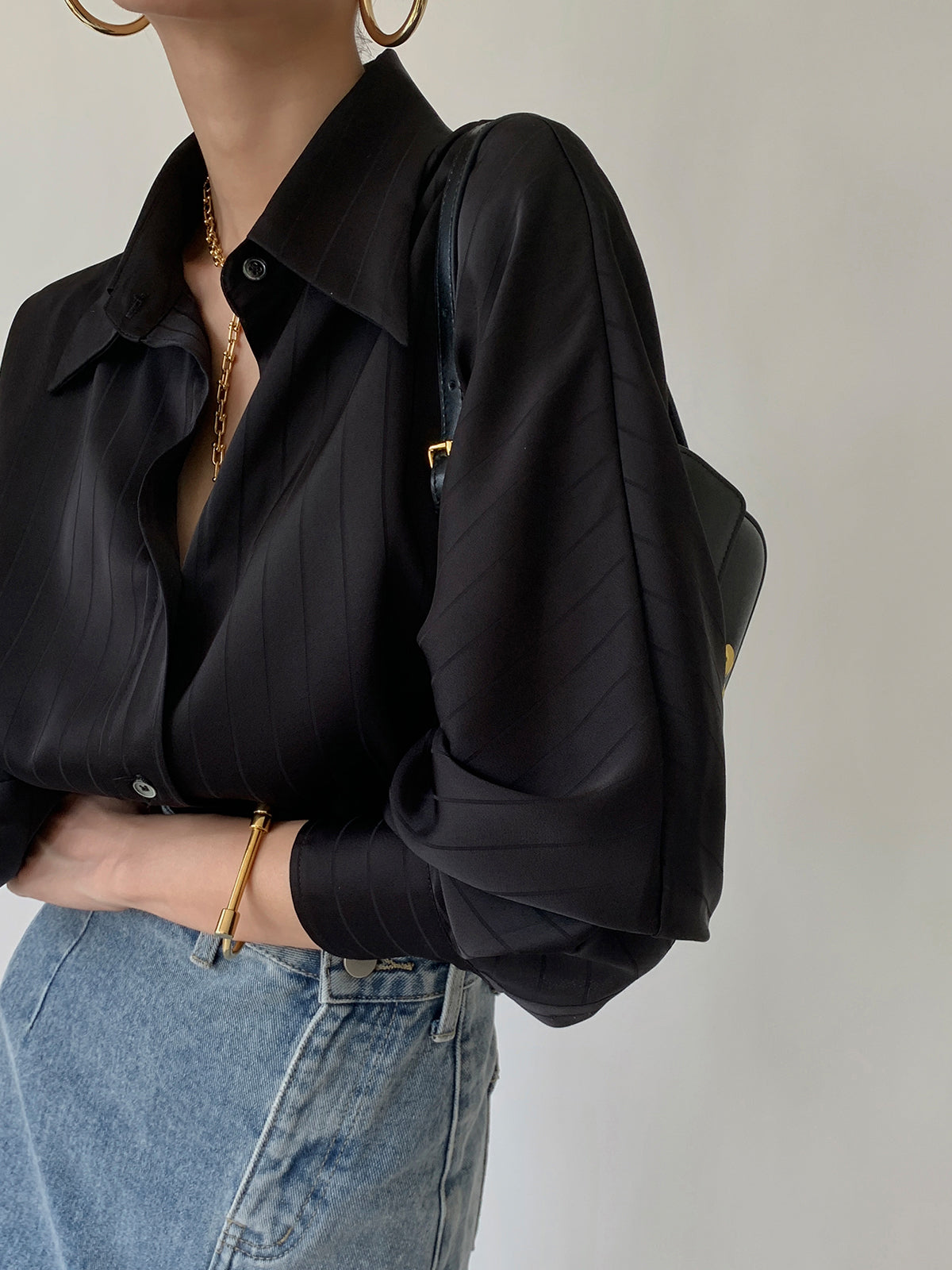 Clara - Shirt mit Stehkragen und Knöpfen, Oversize-Taille
