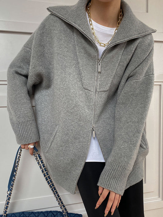 Strickjacke mit offenem Kragen in Übergröße für Frauen