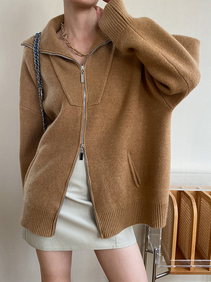 Strickjacke mit offenem Kragen in Übergröße für Frauen
