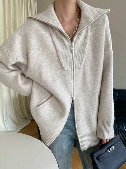 Strickjacke mit offenem Kragen in Übergröße für Frauen