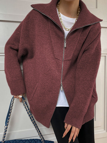 Strickjacke mit offenem Kragen in Übergröße für Frauen