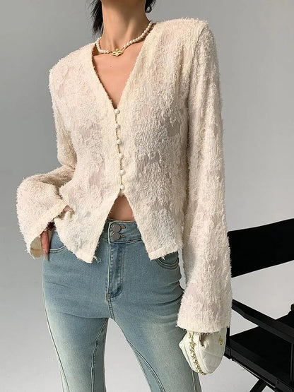 Stilvolle Strickjacke mit V-Ausschnitt für Frauen