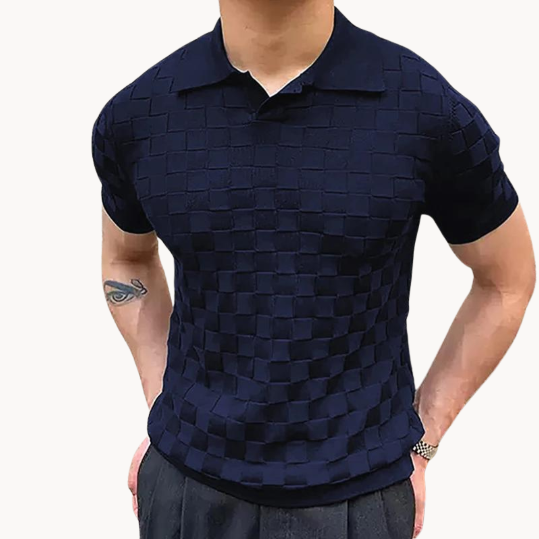 Pim | Jacquard-Poloshirt in Blau