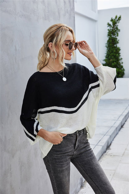 Strickpullover mit Fledermausärmeln für Frauen