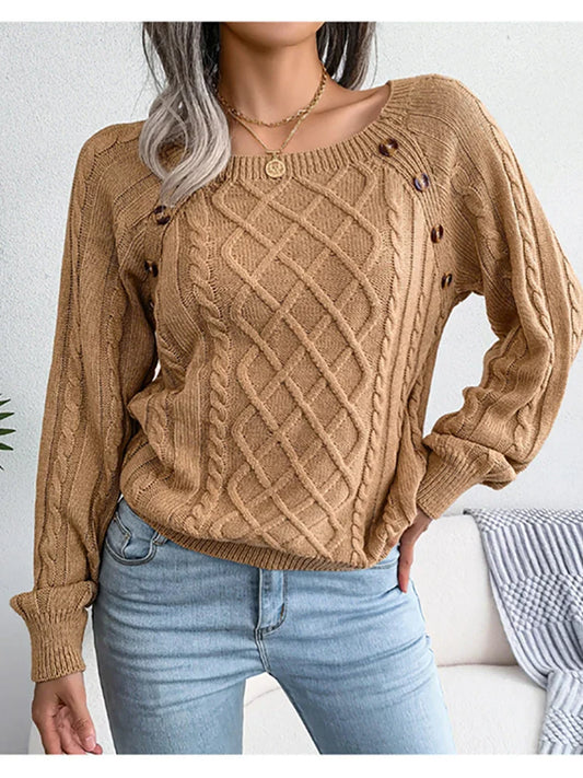 Amber - Strickpullover mit Knöpfen für Frauen
