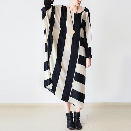 Gremma - Gestreiftes Maxikleid einzigartiger Stil Herbst