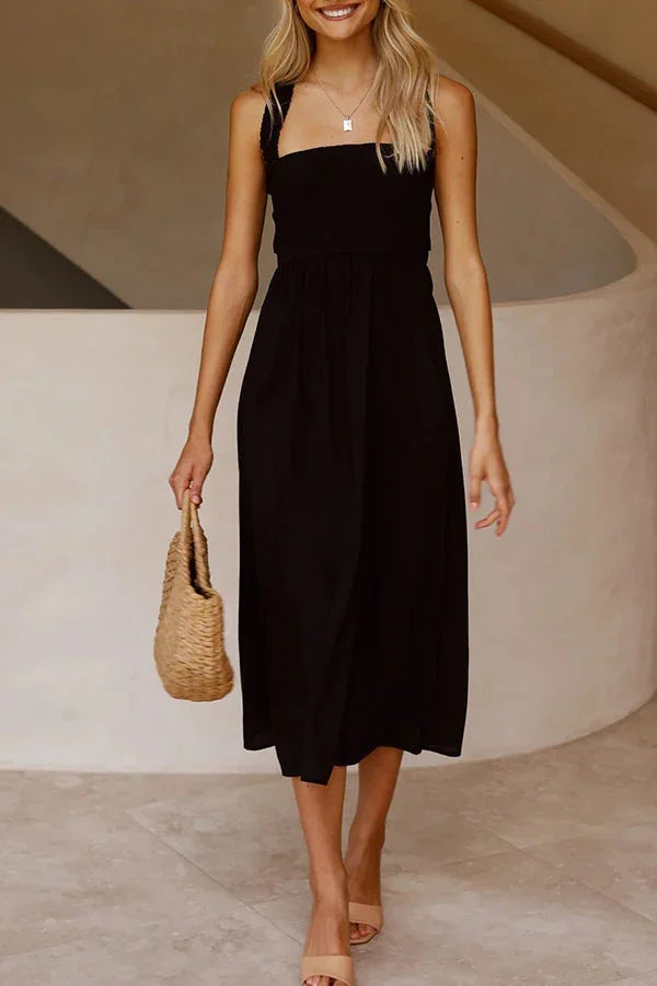 Bendetta - Midikleid mit Taschen und gerüschtem, überkreuztem Rücken