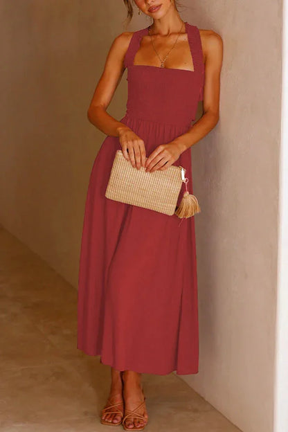 Bendetta - Midikleid mit Taschen und gerüschtem, überkreuztem Rücken