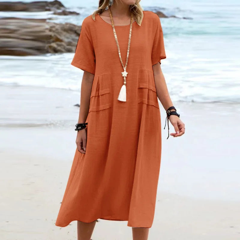 Benthe - Strandkleid aus Baumwolle und Leinen