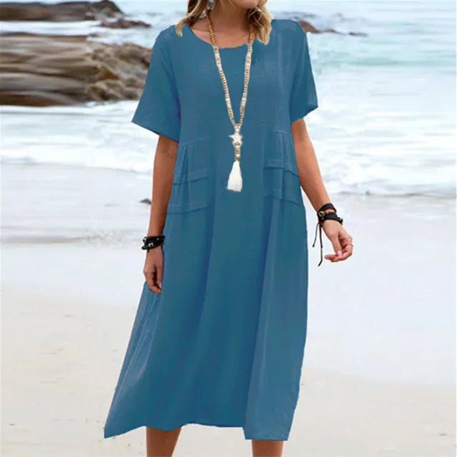 Benthe - Strandkleid aus Baumwolle und Leinen