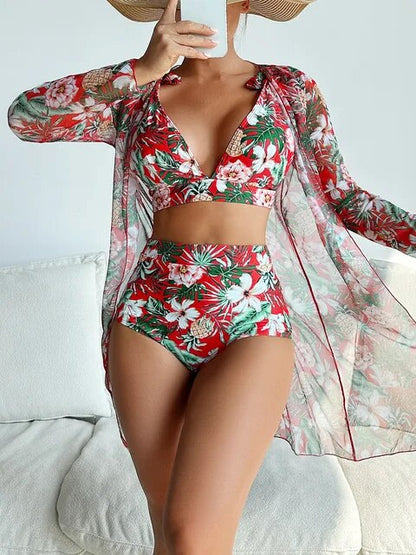 Sexy Bikini mit floralem Muster und Overlay