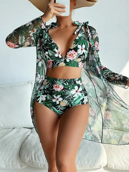 Sexy Bikini mit floralem Muster und Overlay