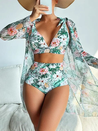 Sexy Bikini mit floralem Muster und Overlay
