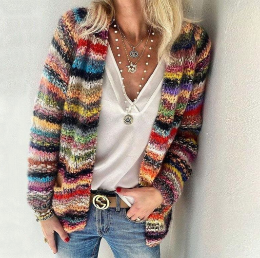 Ruth - mehrfarbige, weiche Strickjacke