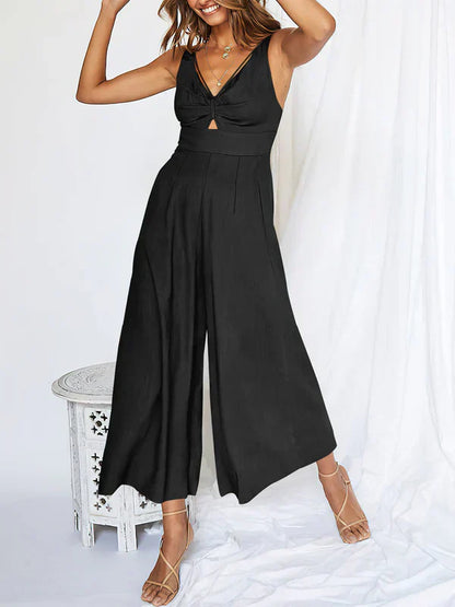 Peach - V-Ausschnitt Jumpsuit mit Cut-Outs für Damen