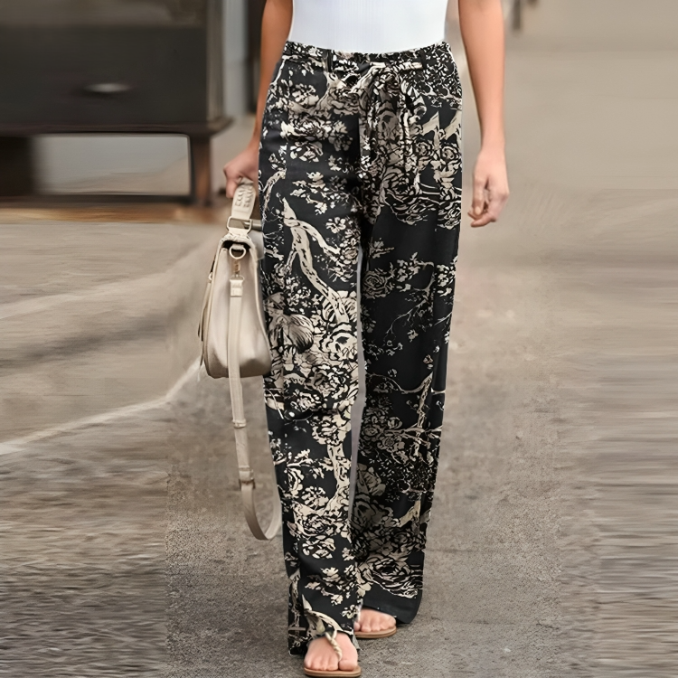 Floriane - Leinenhose mit Blumenmuster