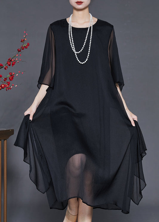 Roanne - Drapiertes Maxikleid aus Chiffon in Übergröße