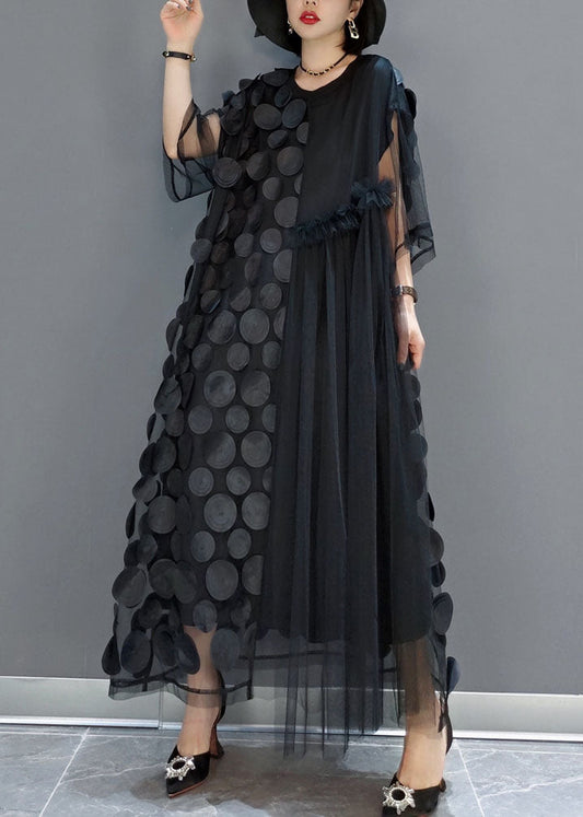 Brook - Netzkleid für Damen mit kurzen Ärmeln und spitzem Ausschnitt