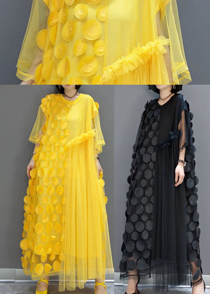 Brook - Netzkleid für Damen mit kurzen Ärmeln und spitzem Ausschnitt