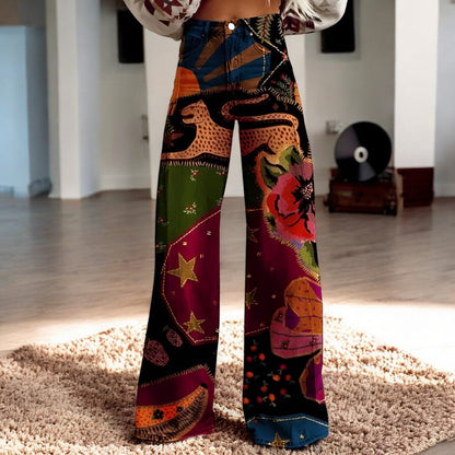 Luna | Weite Hose mit Blumendruck | Boho Chic | Weicher Stoff