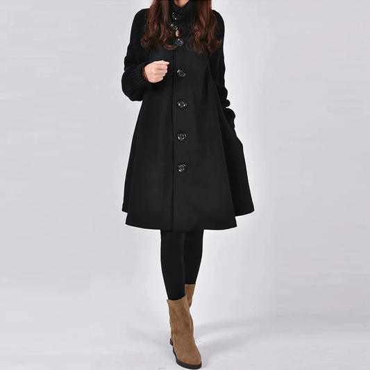 Eva | Schwarzer eleganter Damenmantel