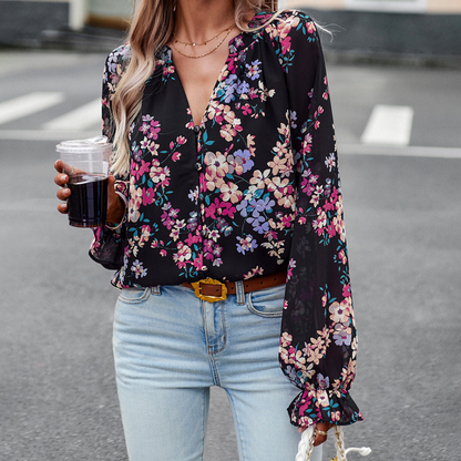 Ulansa Bluse | Floral Print Langarm Bluse