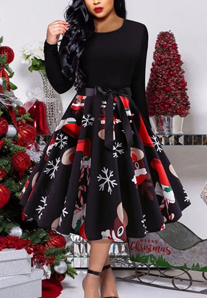 Aveena - Klassisches Vintage Swing Kleid mit langen Ärmeln
