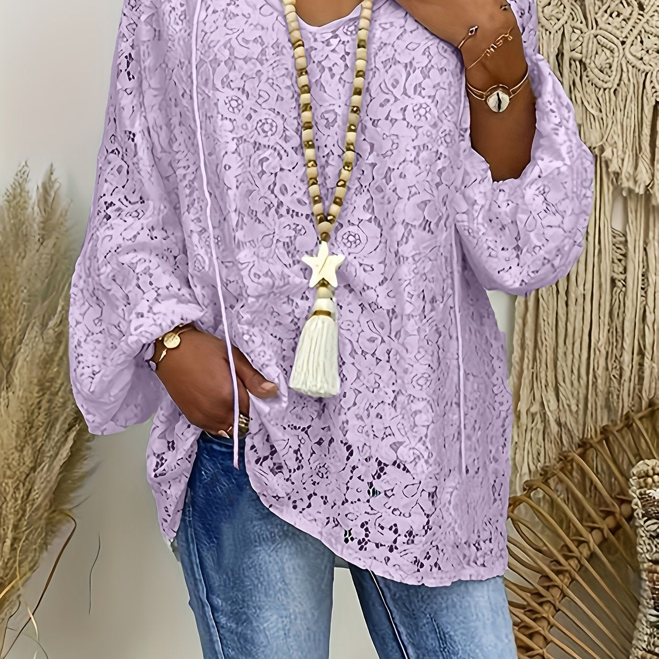 Bluse - Lange Ärmel & Spitzendetails