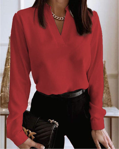 Bluse - V-Ausschnitt & lockere Passform