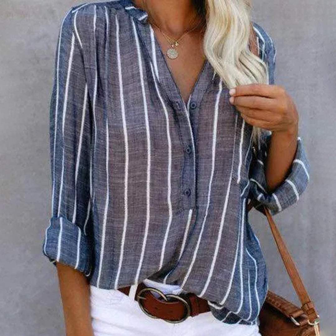 Gestreifte Bluse - Lässiger Chic - Luftig - Ideal für Büro und Wochenende