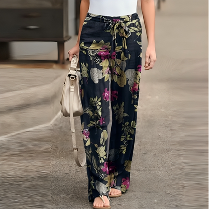 Floriane - Leinenhose mit Blumenmuster
