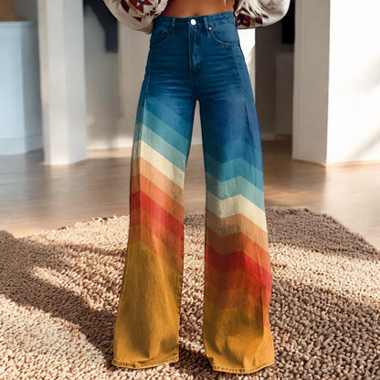 Luna | Weite Hose mit Blumendruck | Boho Chic | Weicher Stoff