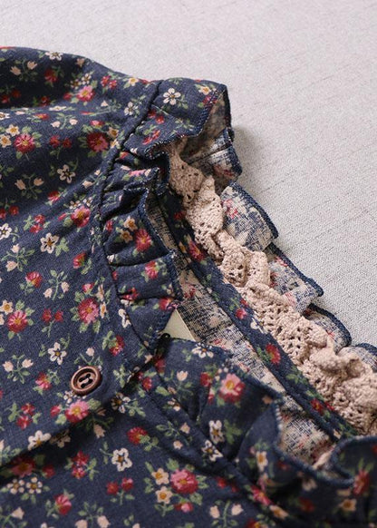 Carrie - Kleid mit Rüschen, Patches und Herbstdruck, lang, langarm