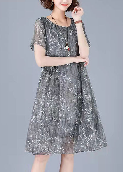Ephentia - Patchwork-Kleid mit Stickerei und halben Ärmeln, zweiteilig