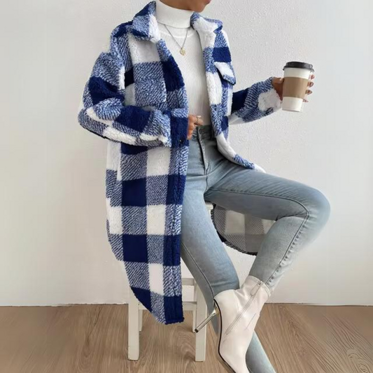 Bojana - Lässiger karierter langer Mantel
