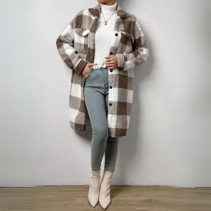 Bojana - Lässiger karierter langer Mantel