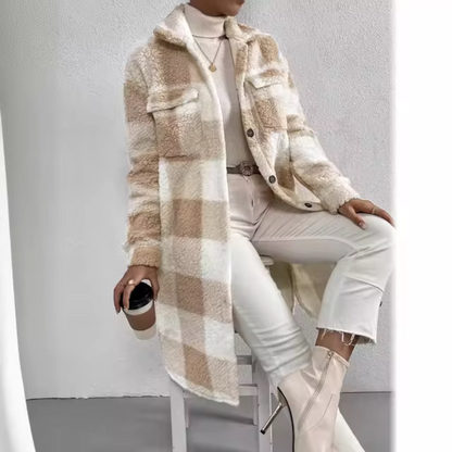 Bojana - Lässiger karierter langer Mantel
