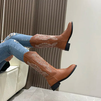 Henriette - Hohe bestickte Westernstiefel für Frauen