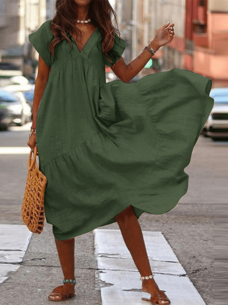 Brandi - Damen Kleid 100% Baumwolle Einfarbig Lässig
