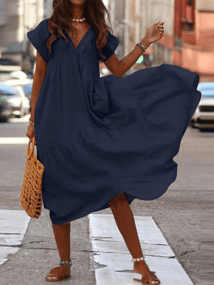 Brandi - Damen Kleid 100% Baumwolle Einfarbig Lässig