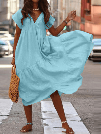 Brandi - Damen Kleid 100% Baumwolle Einfarbig Lässig