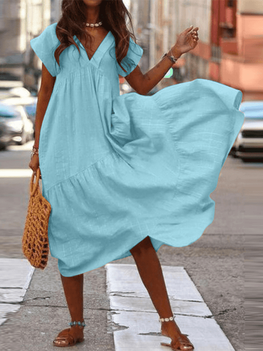 Brandi - Damen Kleid 100% Baumwolle Einfarbig Lässig