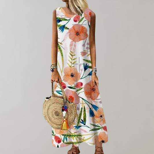 Weißes geblümtes Sommerkleid