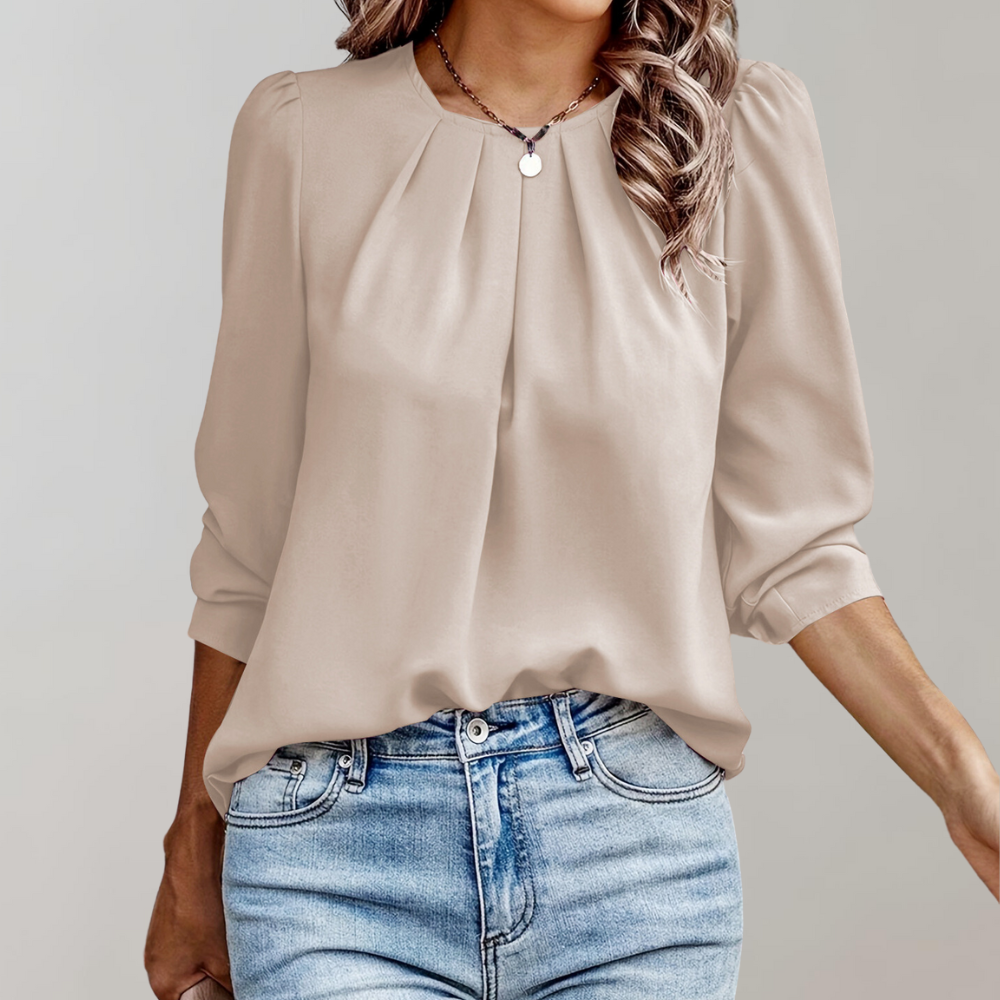 Addison Blouse | Damenbluse mit plissierten Puffärmeln
