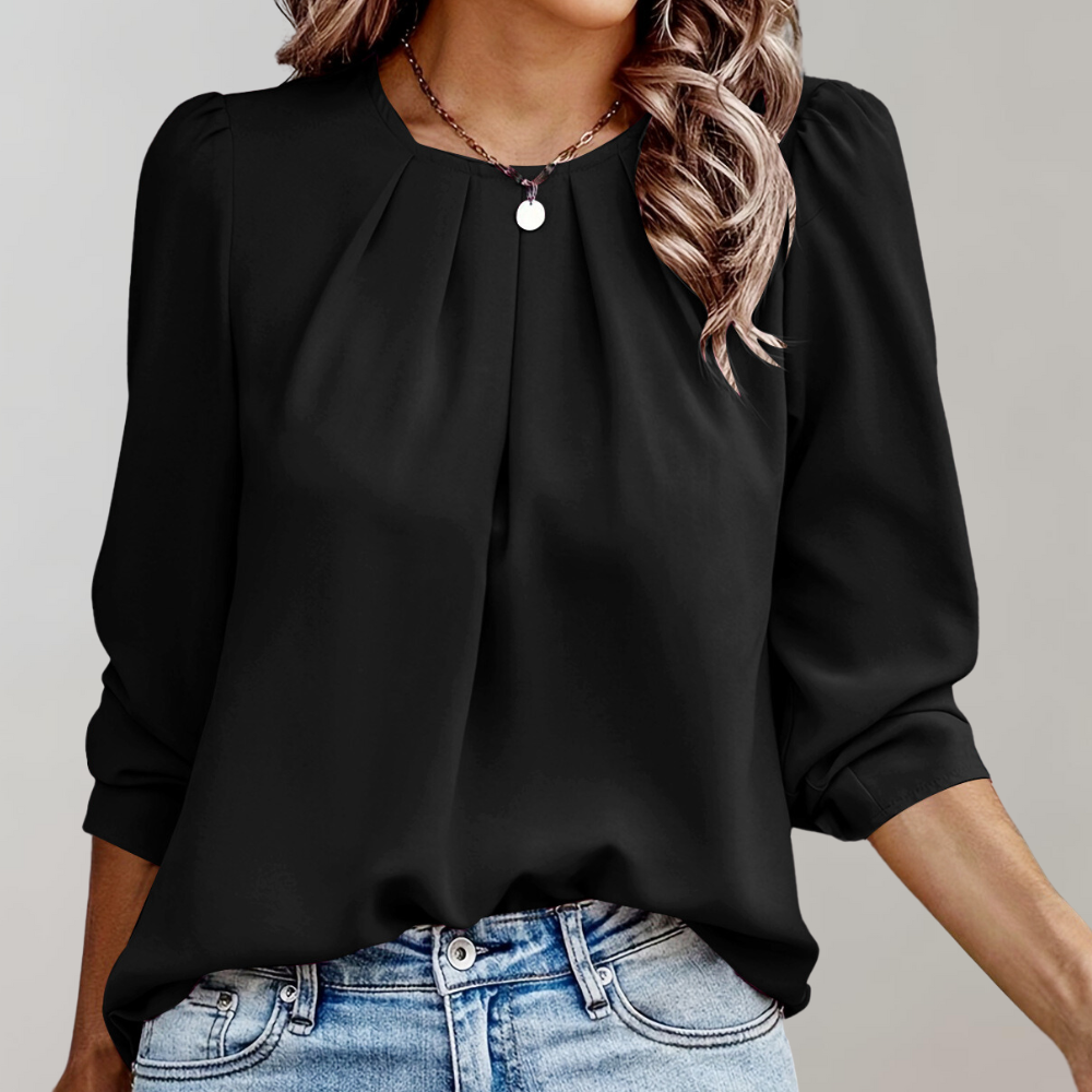 Addison Blouse | Damenbluse mit plissierten Puffärmeln