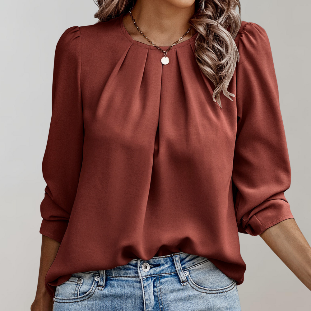 Addison Blouse | Damenbluse mit plissierten Puffärmeln